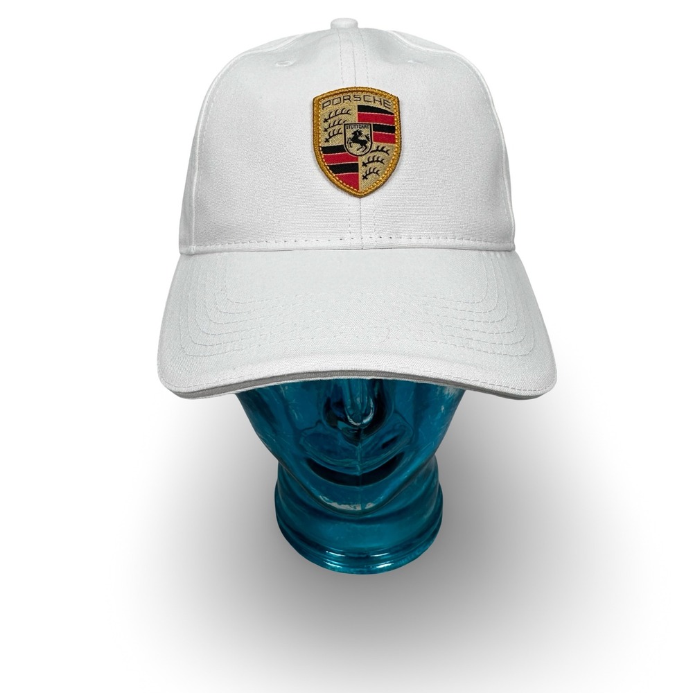 Porsche White Baseball Cap Embroidered Crest Logo Adjustable Hat WAP0800010L